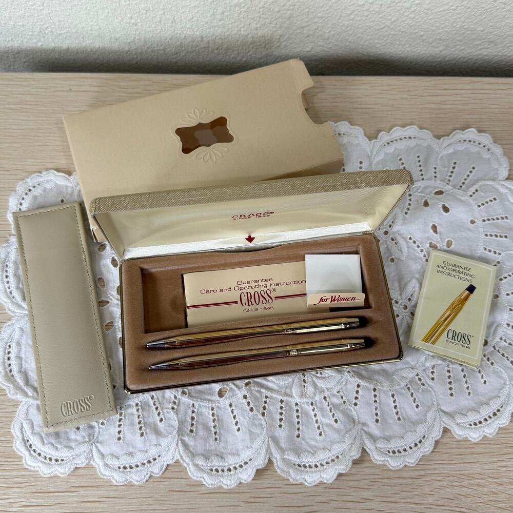 Vintage Cross Ladies Ball Pen/Pencil 10kt Gold Filled Set w Case #4541